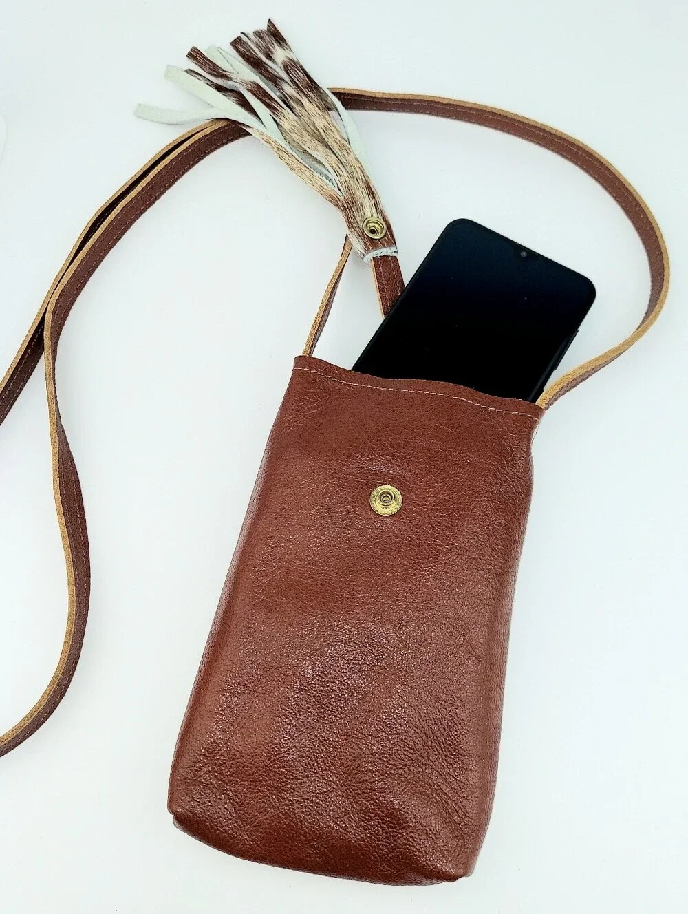 Beaudin Designs Leather Tassel Phone Crossbody Bag